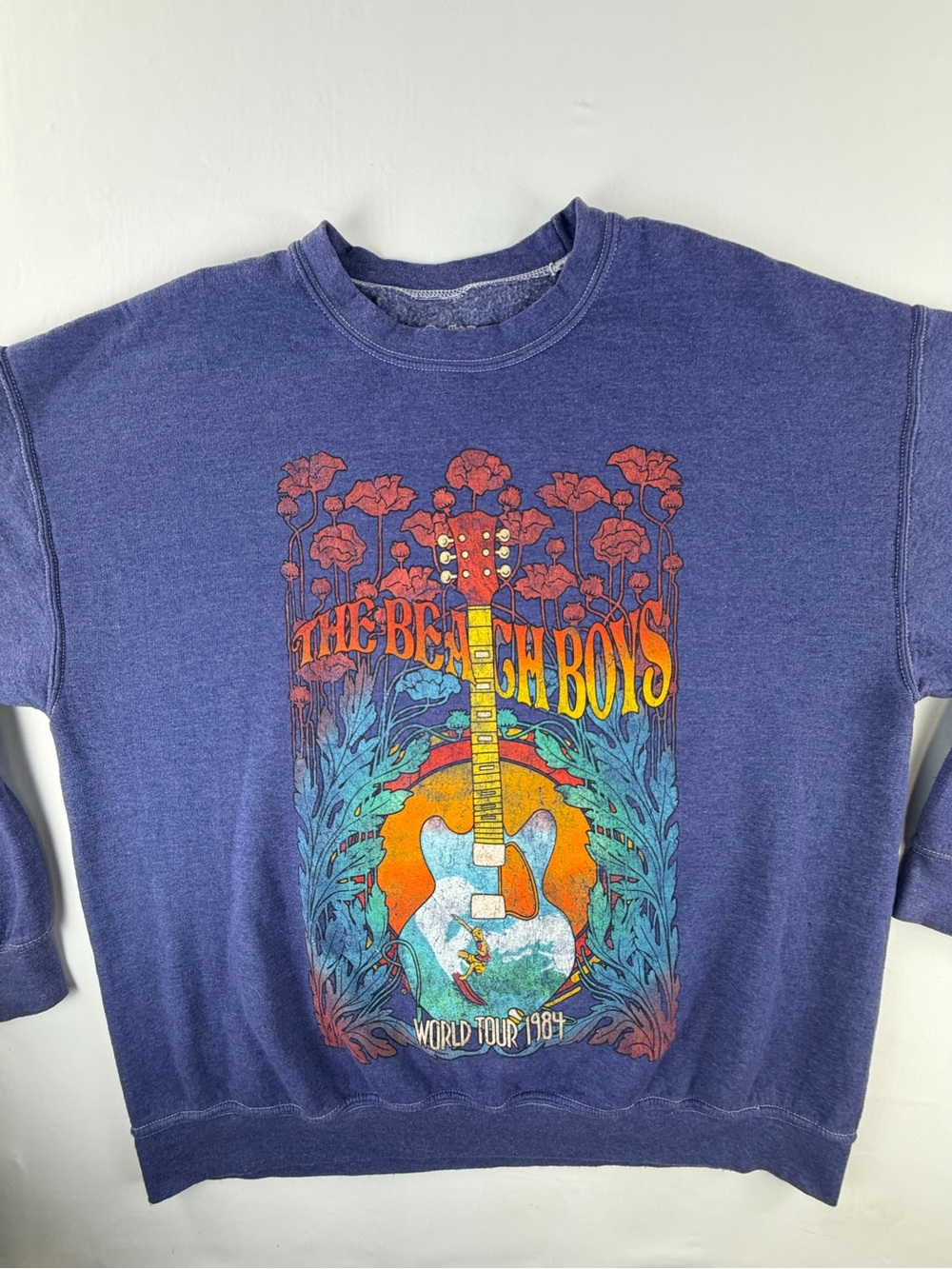Vintage 1984 Oversized The Beach Boys World Tour Sweatshirt Blue Purple S/M
